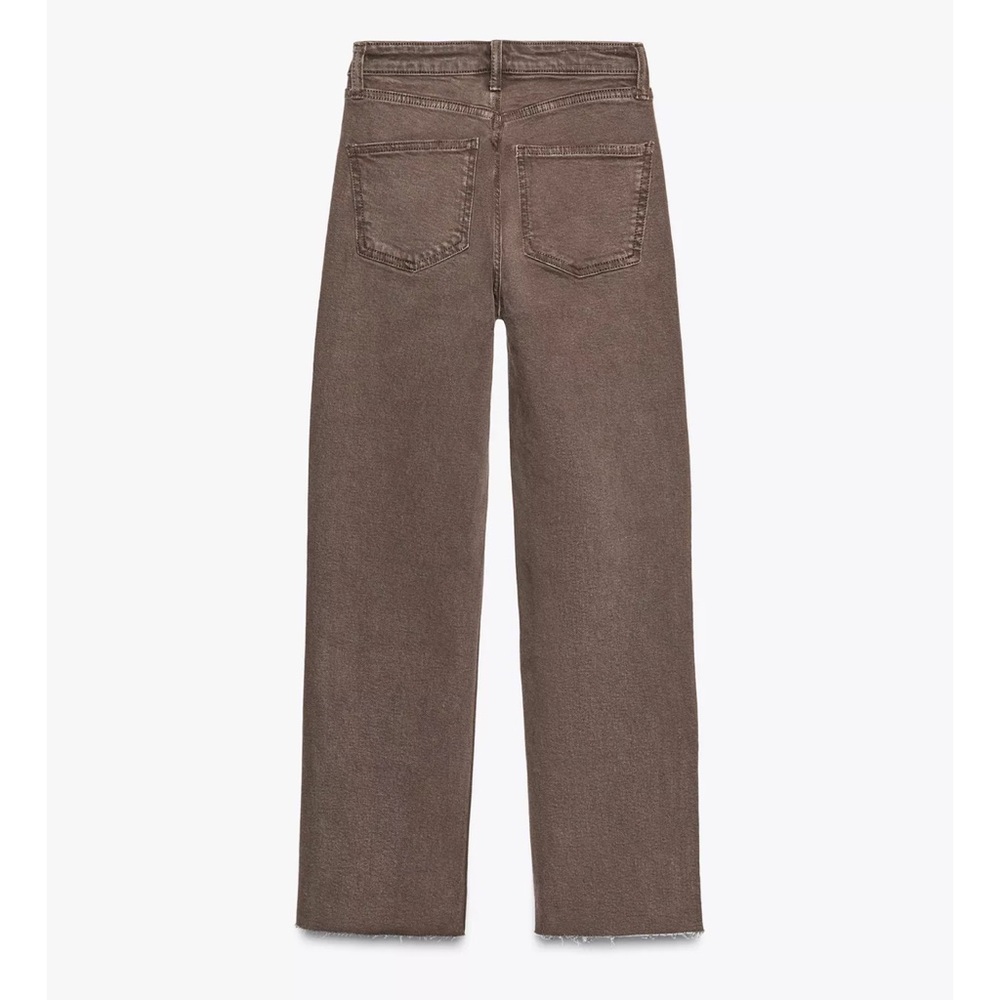 Zara TRF High-Waisted Cropped Flare brown Jeans size 29 (US 8) - Picture 2 of 2